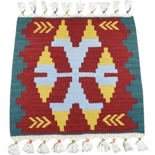 Zehra Abla Halı Yeni El Dokuma Kare Köşe Sandalye Minderi Pınarbaşı Kayseri Yün Kilim 7032