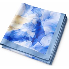 Zarif Fırsat Monogram Mavi Eşarp