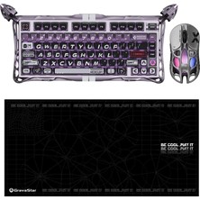 Gravastar V75 Pro Manyetik Kablolu Gaming Klavye, Xpro Kablosuz Optik Mouse ve Mousepad Oyuncu Seti, Iron Purple