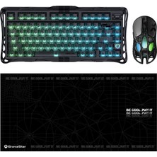 Gravastar V75 Manyetik Kablolu Gaming Klavye, Xpro Kablosuz Optik Mouse ve Mousepad Oyuncu Seti, Stealth Black