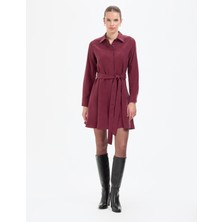 Pierre Cardin Kadın Bordo Comfort Fit Dokuma Elbise 50318786-VR014
