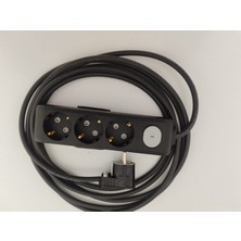 Viko 3'lü Siyah Anahtarlı Topraklı Çocuk Korumalı Grup Priz 9 Metre (L Fiş)