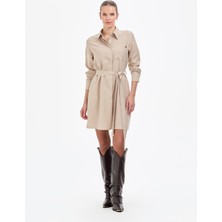 Pierre Cardin Kadın Vizon Comfort Fit Dokuma Elbise 50318196-VR052
