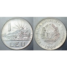 Banknoting Romanya 1 Leu 1966 Traktör ve Tarım Temalı. Sosyalist Dönem.
