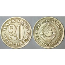 Banknoting Yugoslavya 20 Para 1965 Tito Dönemi.