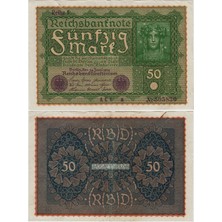 Banknoting Almanya 50 Mark 1919 Reıhe 1. Weimar Cumhuriyeti Dönemi 1919-25 Arası. Çok Çok Temiz+