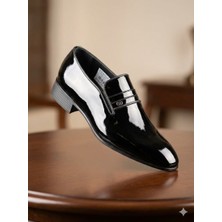 Cengiz Birbilen 073 Siyah Rugan Hakiki Deri Klasik Erkek Ayakkabı