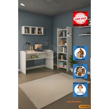 Mobilyanı Tasarla Tamamı Mdf Kitaplıklı Duvar Raflı Çalışma Odası Seti