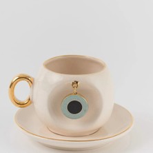 BSK Ceramics Handmade Nazar Kahve Fincanı Nil Yeşili Seramik El Yapımı