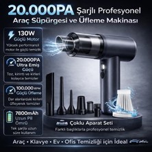 Polham 130W 20.000PA 7800MAH Şarjlı Profesyonel Araç Süpürgesi, LED Işıklı Oto Süpürge ve Üfleme Makinası