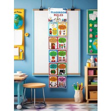 Kozalak Tasarım Classroom Rules PVC Kaplı 6 Parça Afiş 30 x 130 cm Okul ve Sınıflar İçin Su Geçirmez