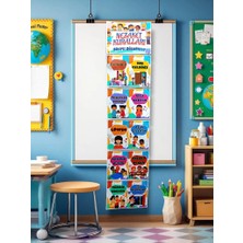 Kozalak Tasarım Nezaket Kuralları Afişi Okul ve Sınıflar Için Pvc Kaplı 6 Parça Afiş 30*130 cm