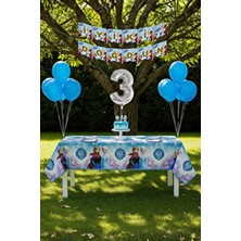 Umamiçe Frozen Elsa Temalı 3 Yaş Doğum Günü Parti Seti – Masa Örtüsü + Banner + Balonlar