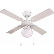 Simplyx Aydınlatmalı 4 Kanatlı Eko Beyaz Tavan Vantilatörü 92 cm Modern Tasarım 60 Watt