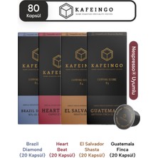 Kafeingo Kahve Tanışma Paketi 80 Kapsül Brazil & El Salvador & Guatemala & Heart Beat