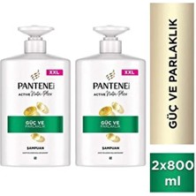 Pantene Güç & Parlaklık Şampuan 800ML Pompalı Şişe Zayıf ve Mat Saçlar Için x 2 Adet