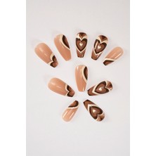 Pop Beauty Takma Tırnak Seti Pro-Yapıştırıcı ile 24 Adet Renkli ve Desenli Tırnak