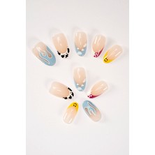 Pop Beauty 24 Adet Renkli Takma Tırnak Seti Zararsız Yapıştırıcı ile Profesyonel Kalite