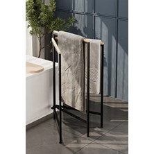Bino Banyo Düzenleyici Havluluk Askılık Metal Malzeme ile Şık Siyah Tasarım Çamaşır Askılığı