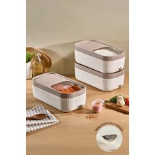 Kitchen Life 3'lü Ölçekli Tekerlekli Kayar Kapaklı Erzak Bakliyat Saklama Kabı 7,5 Litre