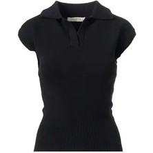 Facette Polo Yaka Süveter Siyah