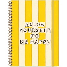 Keskin Color Keskin 16,5 x 22,5 Çizgili Spiralli Vibes Defter - Be Happy