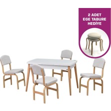 Vilinze Ege Sandalye Avanos Ahşap Mdf Açılır Mutfak Masası Takımı - 70X120+30 cm