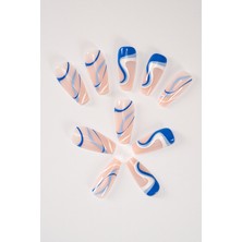 Pop Beauty Mavi Renkli Takma Tırnak Seti 24'lü Zararsız Yapıştırıcı ile Profesyonel Kalite