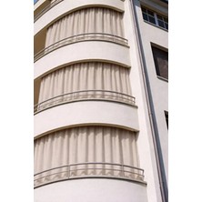Shy Tekstil Düz Tek Renk Kornişli Su Geçirmez Rüzgâr Dayanımlı Pilesiz Balkon Perdesi Bej