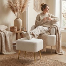 Zem Petra Çay Seti, Kırık Beyaz (1 ADET TEKLİ BERJER 1 ADET PUF)