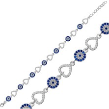 Diger KENPAZAR925 Ayar Gümüş Kalpli Nazar Bileklik