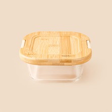 Bambum Patina Kilitli Cam Saklama Kabı - Şeffaf / Açık Kahverengi - 520 ml