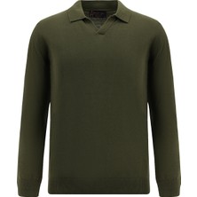 Abdullah Kiğılı Polo Yaka Regular Fit Pamuklu Kaşmirli Triko Kazak