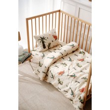 Lolle Baby & Kids Bebek Çocuk Nevresim Takımı (100X150), Organik Pamuk Saten - Dinozorlar