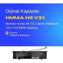 Monster Huma H5 V3.1 Series Notebook 13.5 V 53.58WH Batarya – Orjinal Uyumlu, Yüksek Performanslı