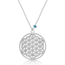 Diger KENPAZAR925 Ayar Gümüş Nazar Gözlü Yaşam Çiçeği Kadın Gümüş Kolye