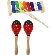 Midex Örf Aletleri Seti Mini Paket Ksilofon ve Marakas Çocuklar için Eğitici Müzik Aleti