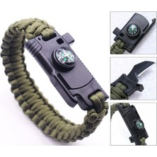 Savex 9595 Pusulalı & Bıçaklı Paracord Bileklik Haki