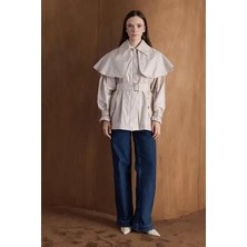 Molly Nelly Kadın Astarlı Şal Yaka Tasarım Yağmurluk