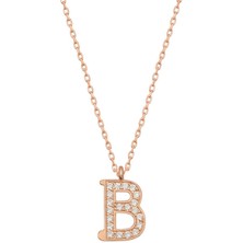 Diger KENPAZAR925 Ayar Gümüş Rose B Harfi Kadın Gümüş Kolye