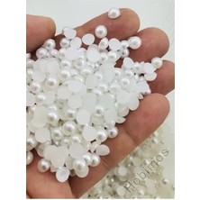 Hobimos 100 Adet 6 mm Beyaz Renkli Plastik Yarım Inci Boncuk - Deliksiz Süs ve Aksesuar Boncuğu