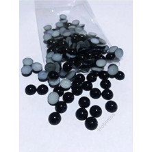 Hobimos 50 Adet 8 mm Siyah Yarım Inci Boncuk - 8mm Kesik Yapıştırılabilir Süsleme Boncuğu
