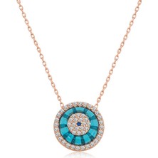 Diger KENPAZAR925 Ayar Gümüş Rose Camgöz Nazar Kadın Gümüş Kolye