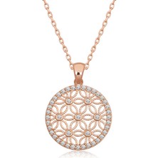 Diger KENPAZAR925 Ayar Gümüş Beyaz Taşlı Yaşam Çiçeği Kadın Gümüş Kolye