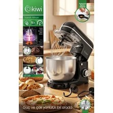 Kiwi Hamur Şekillendirici / Yoğurma 5,3 Lt 1300W 8 Hız Kademeli Mutfak Şefi Siyah