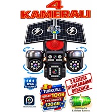 4 Kameralı (3 Motorlu + 1 SABIT)12MP 4g Solar Kamera Aov 7/24 Kayıt 1 Yıl 10GB Her Ay Turkcel Hediye