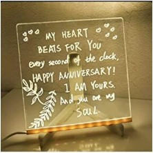 DIY LED Aydınlatmalı Yazı ve Çizim Tahtası - Küçük Boy 20X20 cm