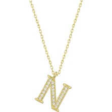 Diger KENPAZAR925 Ayar Gümüş Gold N Harfi Kadın Gümüş Kolye