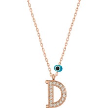 Diger KENPAZAR925 Ayar Gümüş Nazar Rose D Harfi Kadın Gümüş Kolye