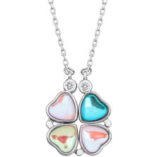 Diger KENPAZAR925 Ayar Gümüş Renkli Açılabilen Yonca Kadın Gümüş Kolye